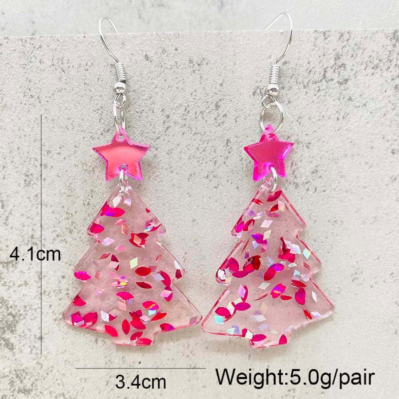 Wholesale Christmas five-pointed star acrylic earrings